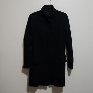 Mossimo Supply Co. Black Peacoat with Zipper Closure and Ruffle